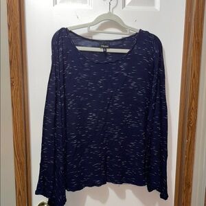 67. Wallpapher Blue Relaxed Blouse with Long Sleeves 2X EUC